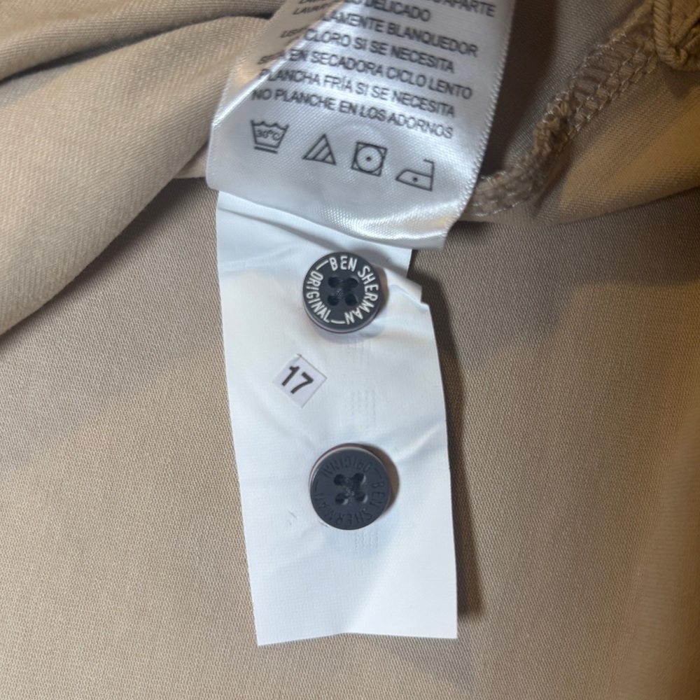 Ben Sherman Men’s Beige Polo Shirt Size L Multicolor Stripes Accents NWT - Picture 6 of 10